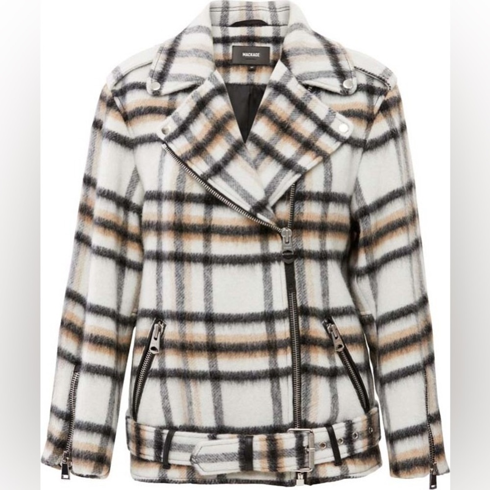Mackage Gracie Wool-mohair Belted Biker Jacket For Ladies medium